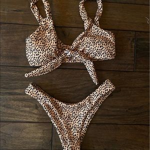 ZAFUL cheetah tie top bikini